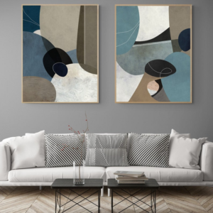 2 Tableaux d’Art Abstrait Neutre – Harmonie Subtile