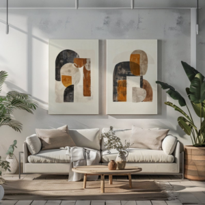 2 Tableaux d’Art Abstraits Contemporains – Style Moderne