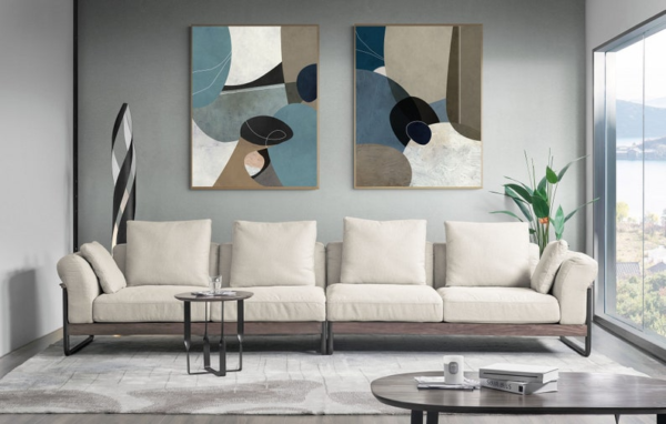 2 Tableaux d’Art Abstrait Neutre – Harmonie Subtile – Image 2