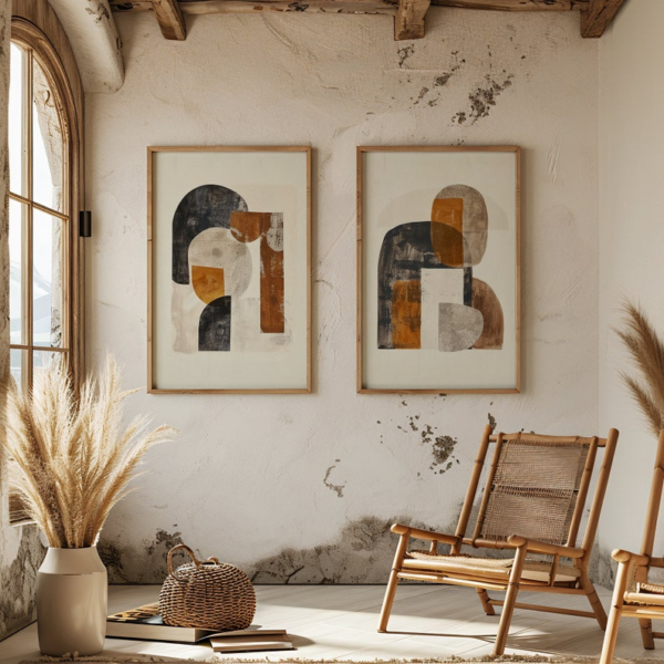 2 Pièces d'oeuvres d'art abstraites contemporaines – Image 2