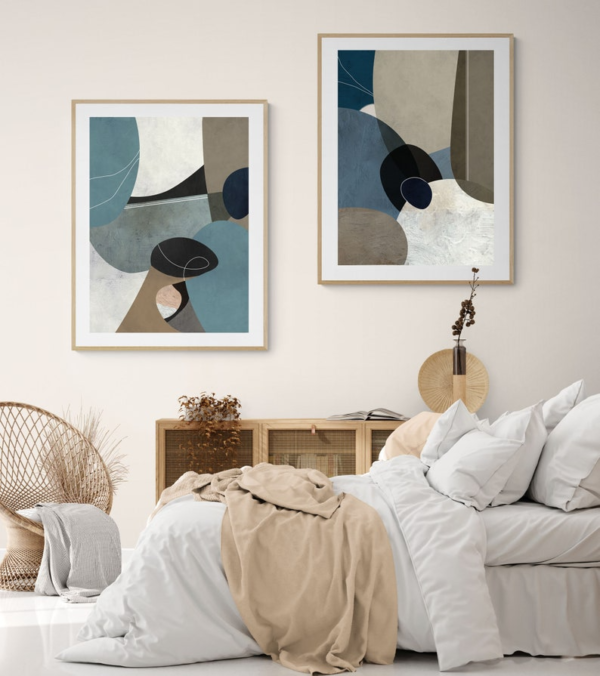 2 Tableaux d’Art Abstrait Neutre – Harmonie Subtile – Image 3