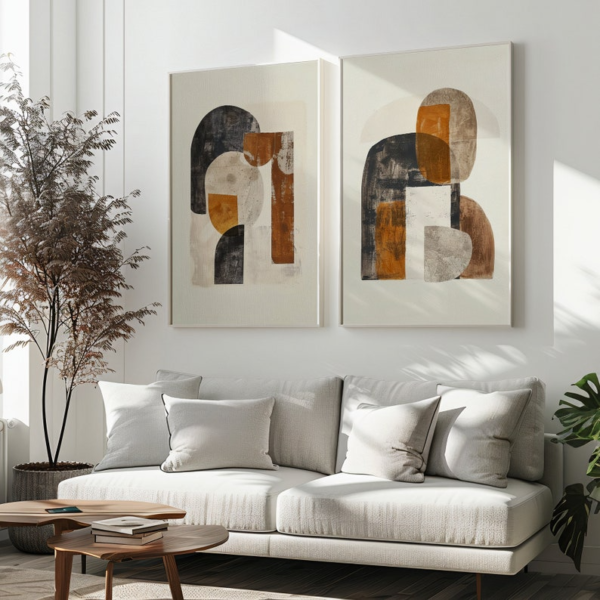2 Pièces d'oeuvres d'art abstraites contemporaines – Image 3