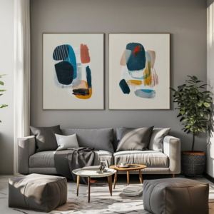 2 Tableaux d’Art Abstraits Modernes – Décoration Contemporaine