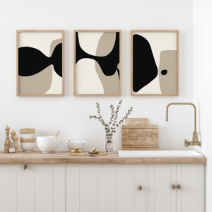 3 Tableaux d’Art Muraux Modernes – Noir et Beige
