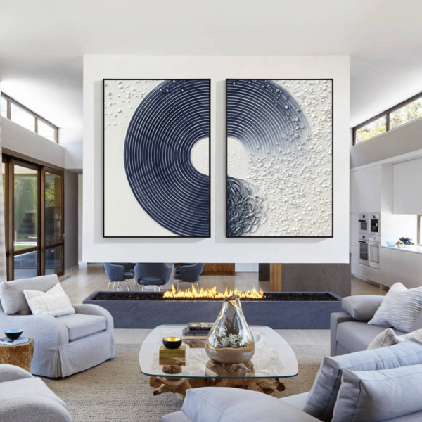 2 Tableaux d’Art Muraux Bleu Marine – Océan Abstrait Élégant – Image 3