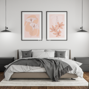 2 Tableaux d’Art des Fleurs Roses – Élégance Florale
