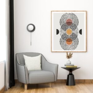 Tableau Abstrait – Trois Cercles en Harmonie