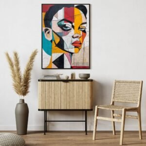 Tableau Abstrait – Illustration de Femme, Art Contemporain