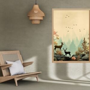 Tableau peinture à l’huile gazelles abstraites