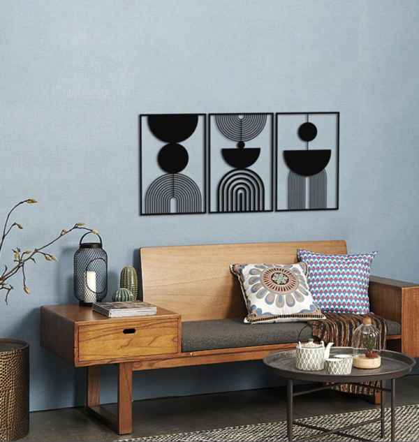 3 Pièces Neutral Géométrique en Bois – Image 3