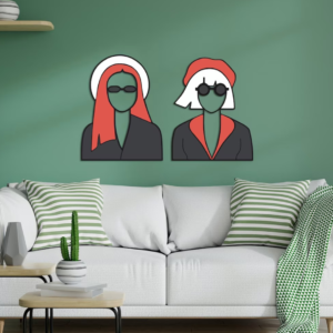 2 Tableaux Femmes Abstrait en Bois
