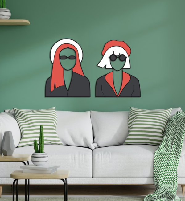 2 Tableaux Femmes Abstrait en Bois