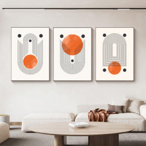 3 Tableaux d’Art Boho Orange Ball