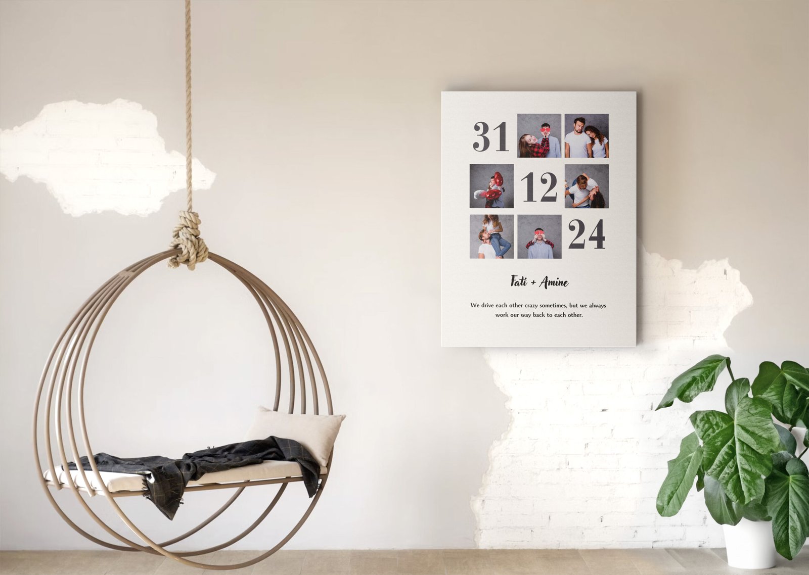 Tableau Personnalisé – Collage des Photos "Jour Spécial"