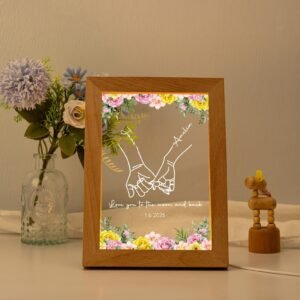 Plaque Personnalisée pour Couples avec Cadre – Mains & Noms