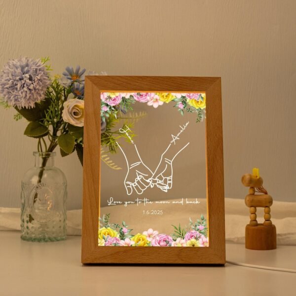 Plaque Personnalisée pour Couples avec Cadre – Mains & Noms