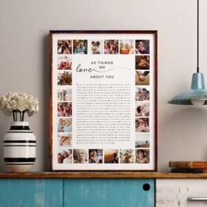 Tableau Personnalisé d’Anniversaire – Collage Photo & Texte Central