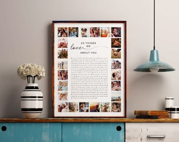 Tableau Personnalisé d’Anniversaire – Collage Photo & Texte Central