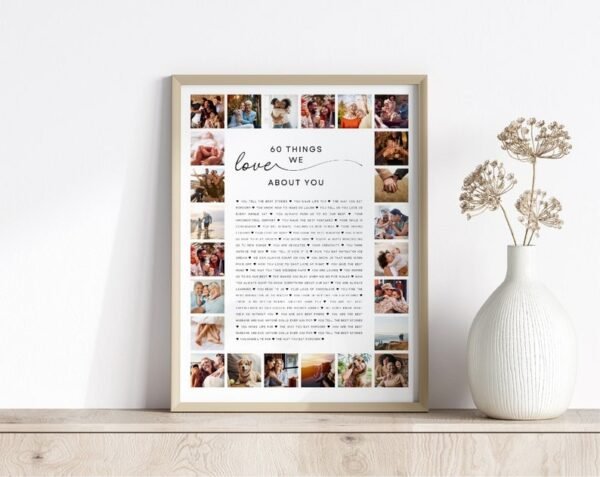 Tableau Personnalisé d’Anniversaire – Collage Photo & Texte Central – Image 2
