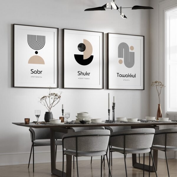 3 Tableaux abstrait d'art islamique: Sabr, Shukr et Tawakkul – Image 4