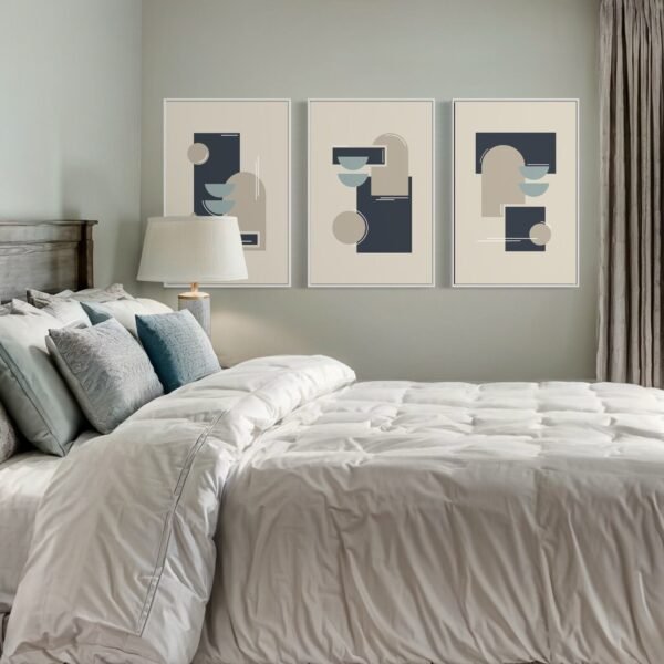 3 Tableaux d'art, abstrait moderne minimaliste du milieu du siècle – Image 5
