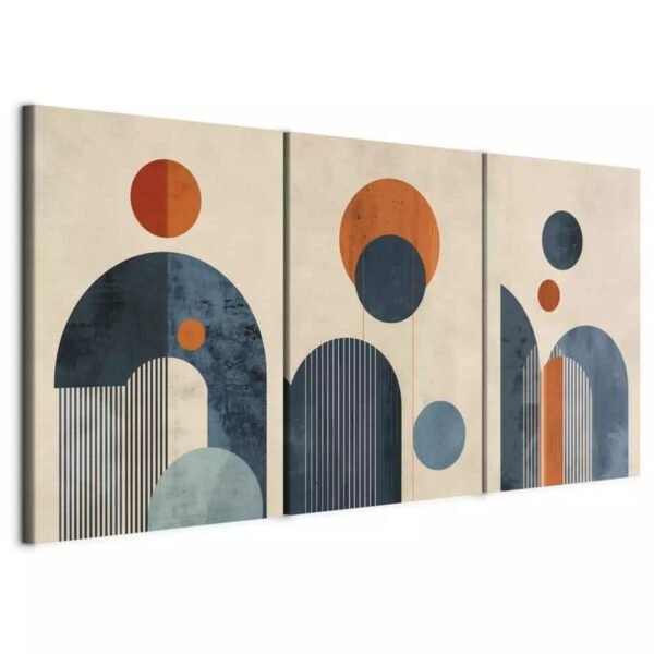 Tableau Inspiré Bauhaus - formes géométriques orange et bleu clair – Image 4