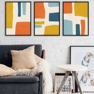 3 Tableaux abstraits en harmonie terreuse