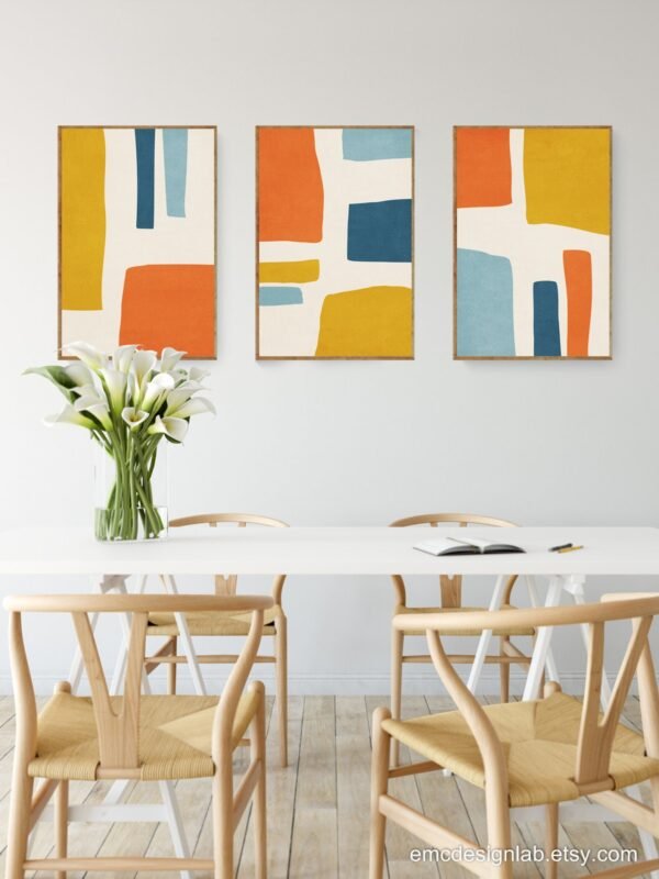 3 Tableaux abstraits en harmonie terreuse – Image 2