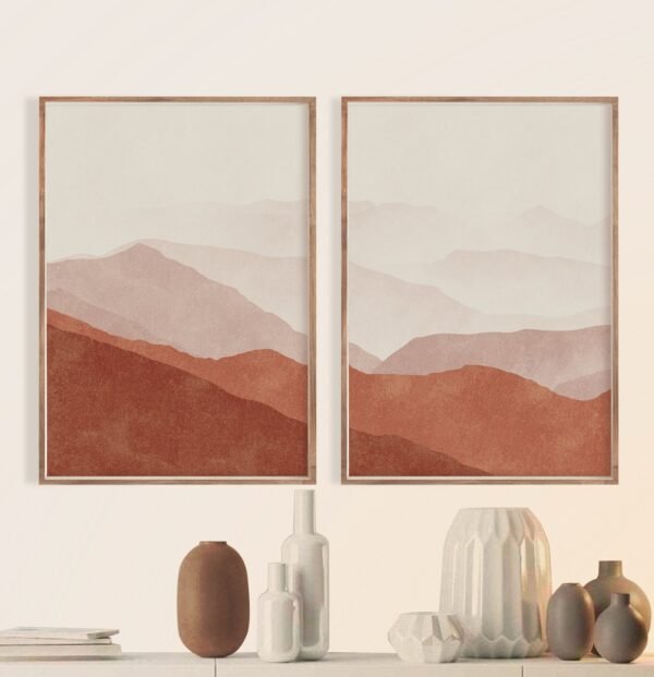 2 Tableaux de Style Japandi – Texture Subtile sur Toile Claire – Image 2
