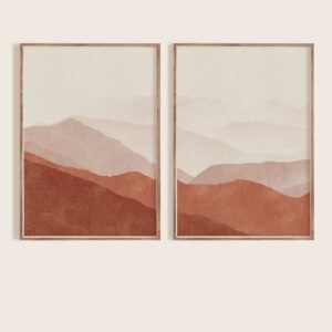 2 Tableaux de Style Japandi – Texture Subtile sur Toile Claire