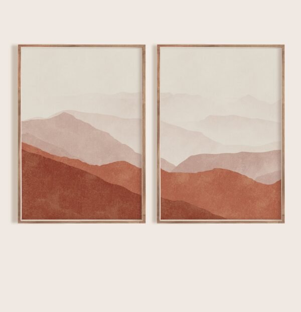 2 Tableaux de Style Japandi – Texture Subtile sur Toile Claire