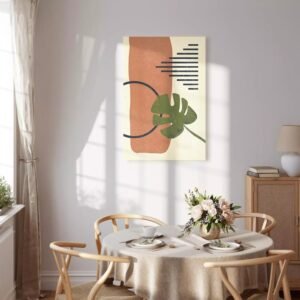 Tableau Feuille de Monstera - une plante et des formes géométriques