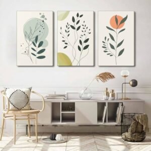 3 Tableaux Boho Soleil Botanique Verts