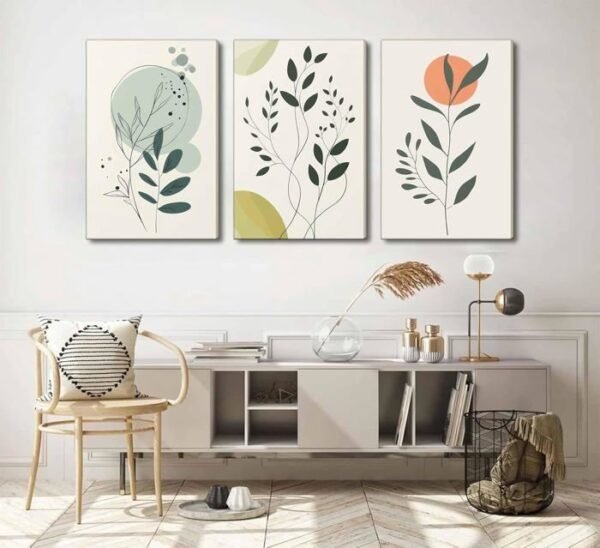 3 Tableaux Boho Soleil Botanique Verts